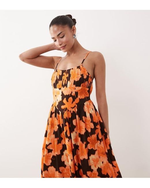 Miss Selfridge Brown Spun Strappy Maxi Dress
