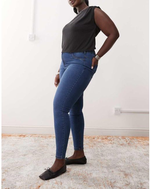 Noisy May Blue High Waisted Skinny Jeans