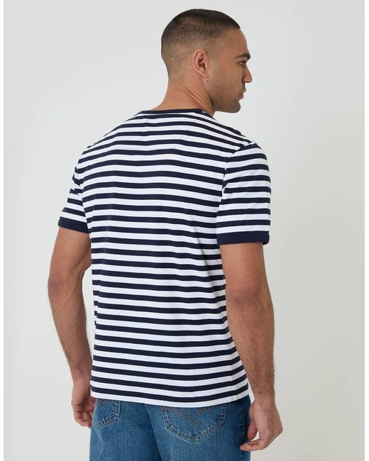 Threadbare Blue Stripe Cotton Ringer T-Shirt for men