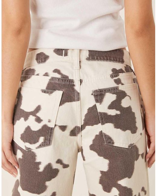 Vaqueros Multicolores De Corte Bootcut Holgado Y Talle Medio Con Estampado De Vaca De Abercrombie & Fitch de color Natural