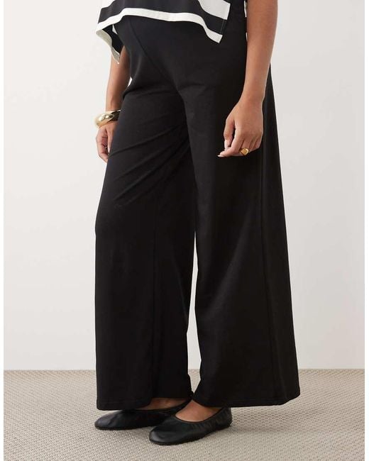 Mama.licious Black Mamalicious Maternity Wide Leg Jersey Trouser