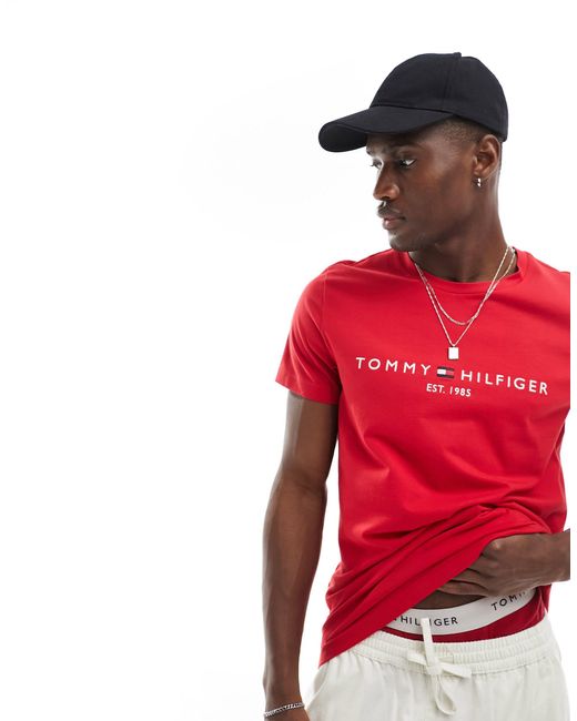 Tommy Hilfiger Red Logo T-shirt for men