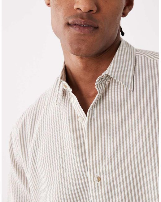 ASOS White Relaxed Seersucker Stripe Shirt for men