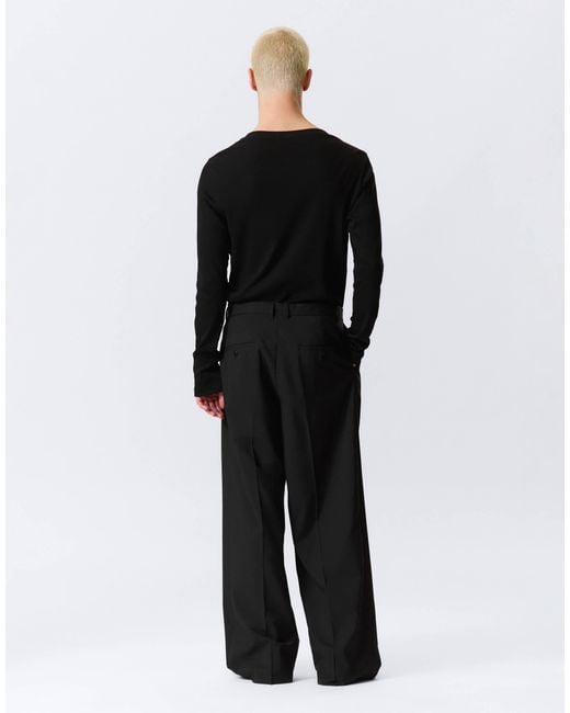 Weekday Black Wide Leg Tailored Pants With Front Pleats for men