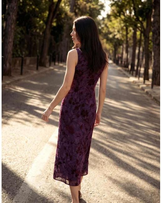 Desigual Purple Midi Flocked Dress