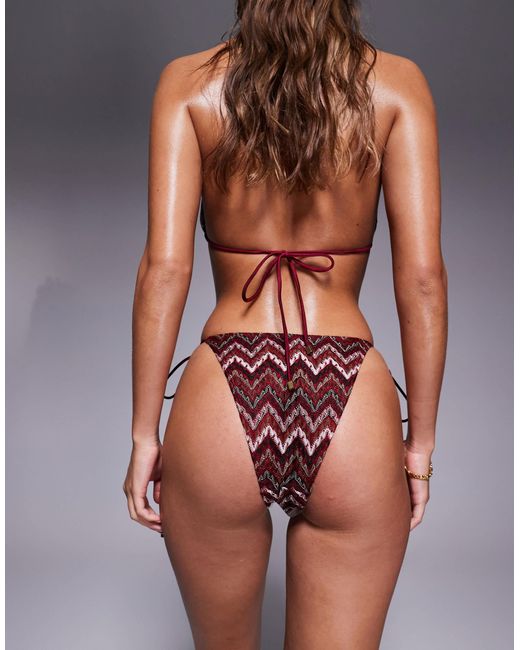 South Beach Gray – bikinihose mit em chevronmuster und seitlichem bindedetail