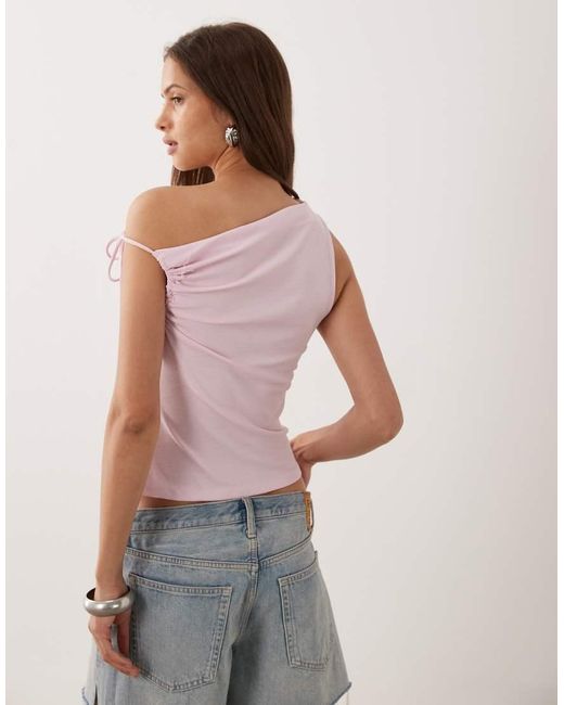 Mango Pink Asymmetric Tie Shoulder