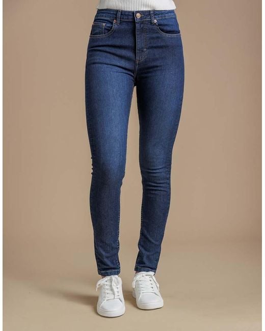 French Connection Blue Cotton Blend Stretch High Rise Skinny Denim Jeans