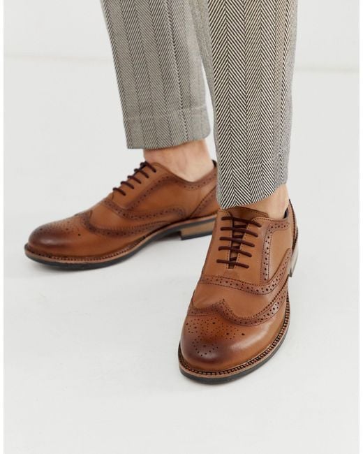 Redfoot – Hellbraune Oxford-Lederschuhe im Budapester Stil mit dicker Sohle in Brown für Herren