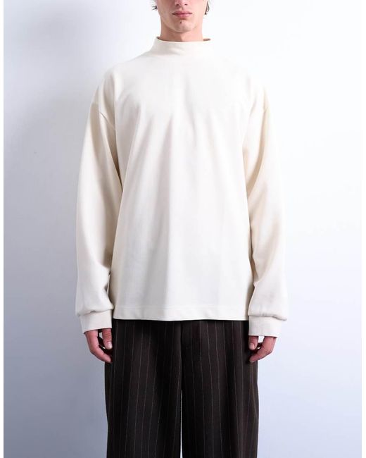 Topman White Relaxed Fit High Neck Long Sleeve T-shirt for men