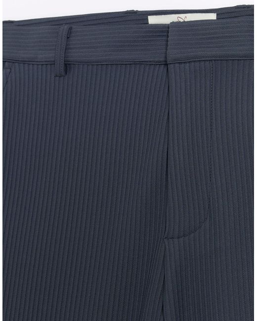River Island Blue Tapered Fit Plisse Smart Trousers for men