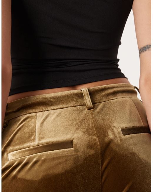 ASOS Natural Asos Design Tall Tailored Velvet Slim Straight Trousers
