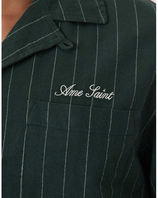 River Island Green Textured Striped Revere Shirt Co-ord for men