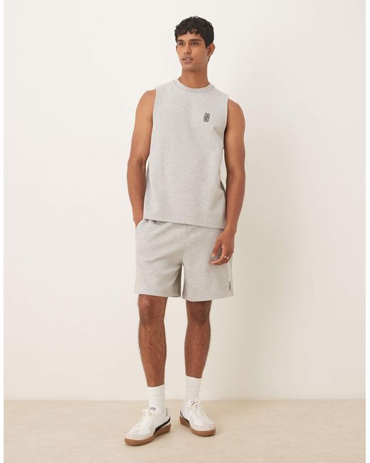 ASOS White Relaxed Heavyweight Loopback Vest With Embroidery for men