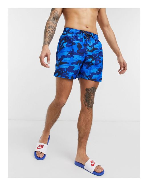 Nike – 5 zoll – volley-shorts mit military-muster in Blue für Herren