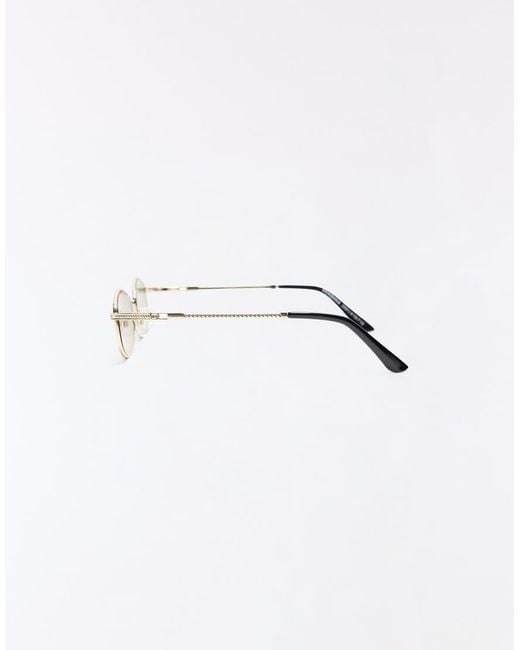 Bershka White Square Metal Frame Sunglasses for men