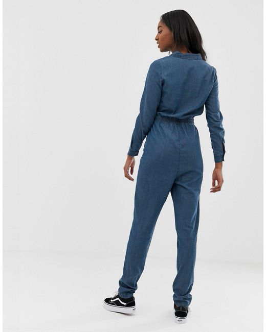 tall denim boiler suit