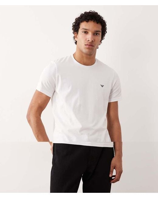Emporio Armani White Bodywear 2 Pack Logo T-shirts for men
