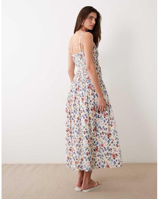 Abercrombie & Fitch Pink Smocked Drop Waist Maxi Dress