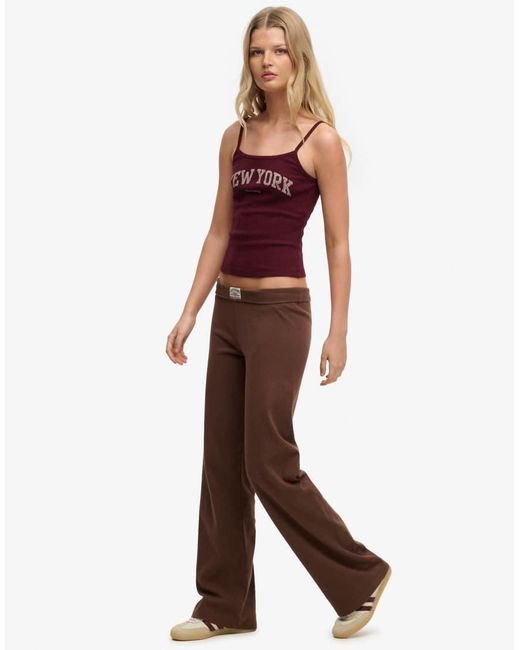 Superdry Brown Athletic Essentials Fold Over Joggers