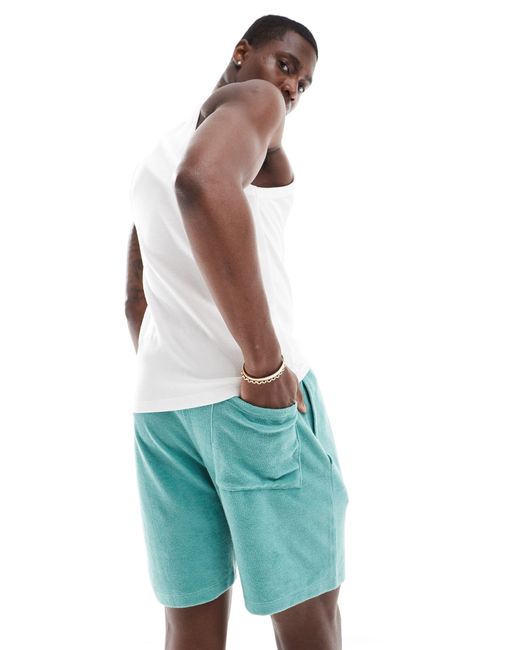 ASOS Blue Slim Towelling Shorts for men