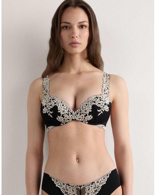 Intimissimi Black Pretty Flowers Gioia Super Push-Up Bra