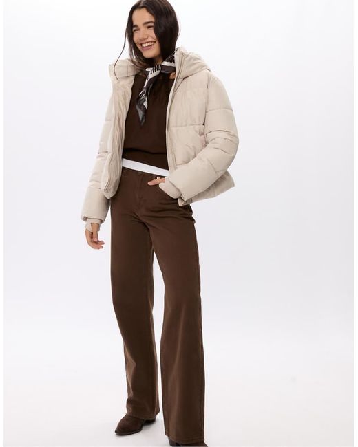 Stradivarius Natural Puffer Jacket With Hood
