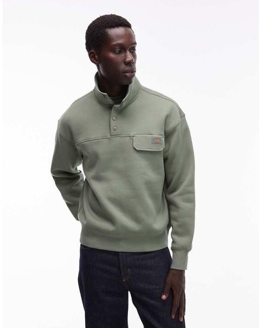 Dickies Gray Apac 1/4 Button Jumper for men