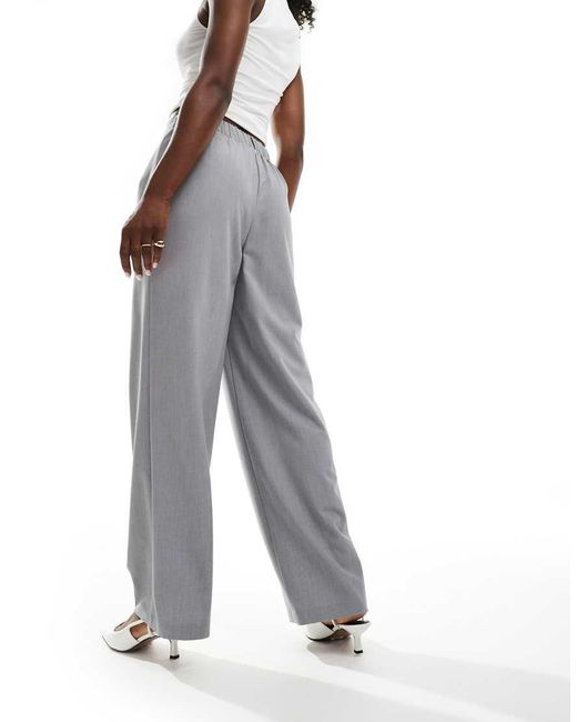 New Look Broek Met Elastische Taille En Wijde Pijpen in het Gray
