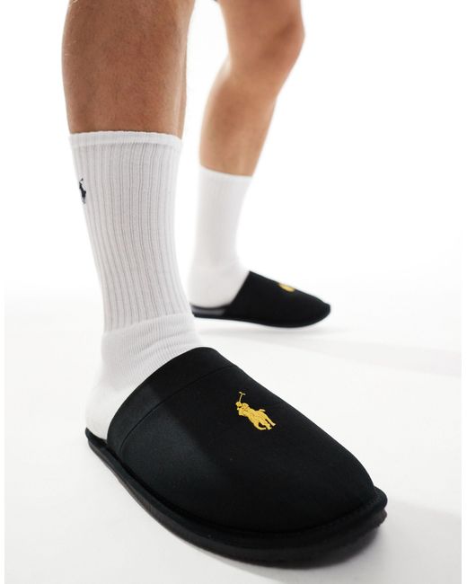 Polo Ralph Lauren White Slipper With Gold Logo for men