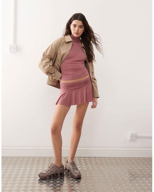 Collusion Pink Soft Slinky Halter Neck Crop Top