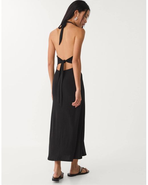 Robe mi-longue avec détail noué au dos Stradivarius en coloris Blue