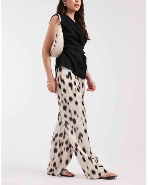 ASOS Multicolor Satin Pull On Wide Leg Trouser