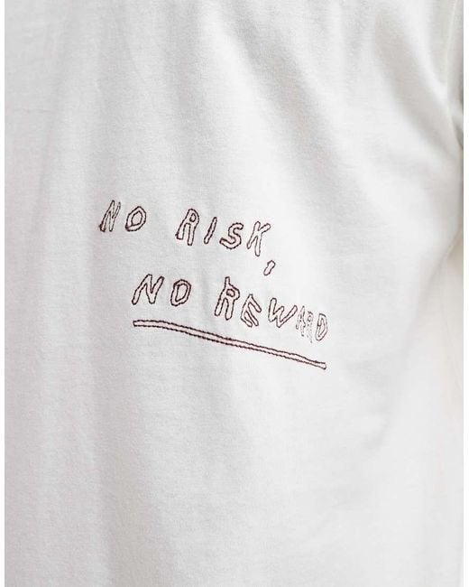 Only & Sons White Relaxed T-Shirt With No Risk Print for men