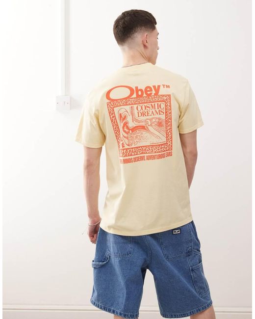Camiseta Amarillo Pastel Con Estampado En La Espalda Y Logo Gráfico Cosmic Dreams De Obey de hombre de color Yellow