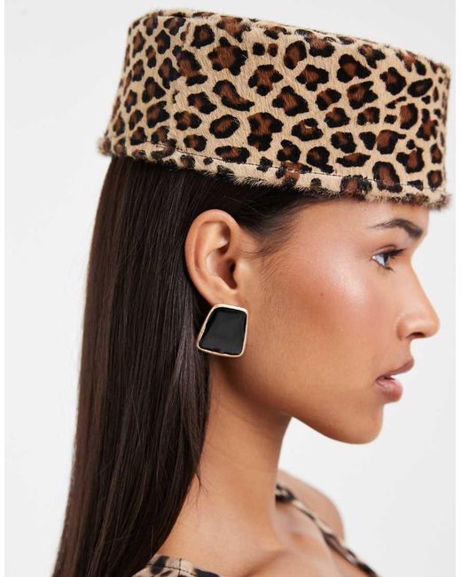 ASOS White Hair On Leather Pillbox Hat