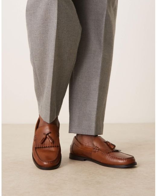 ASOS Brown Penny Loafers With Tassle for men