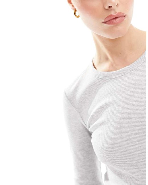 Vero Moda White Fine Rib Long Sleeved Top