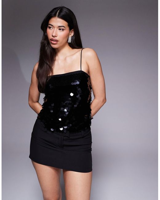 ASOS Black Large Disc Sequin Cami