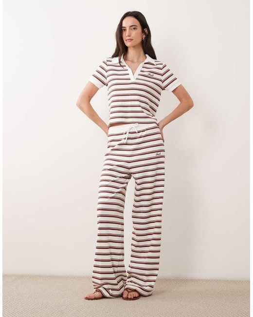 4th & Reckless Ribbed Logo Front Collared Polo Top Co-ord