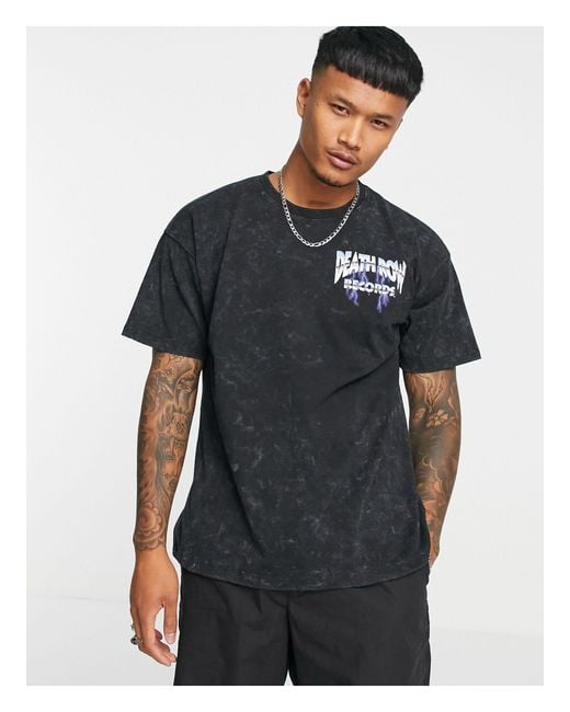 Pull&Bear Black T-shirt With Death Row Records Print for men