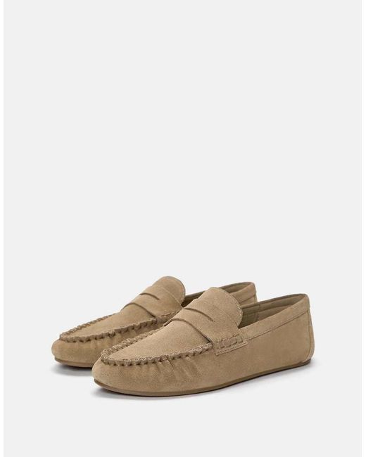 Pull&Bear Leren Loafers in het White