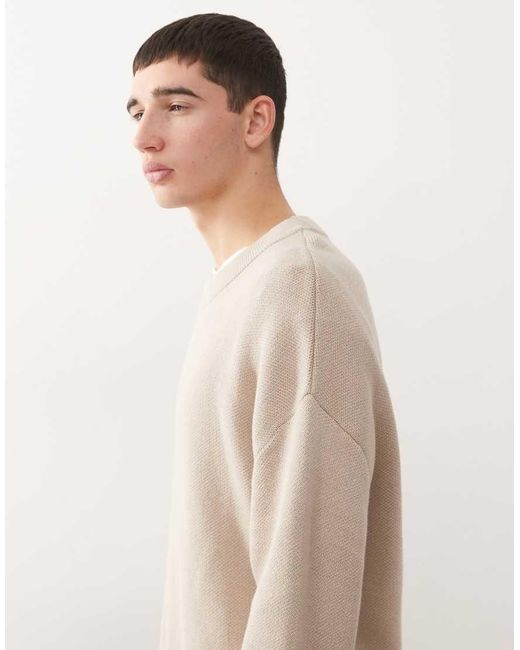 Weekday Natural Boxy Fit Knitted Jumper for men