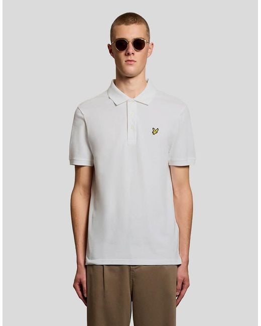Lyle & Scott White Ss Polo Shirts Popcorn Jacquard Polo Shirt for men