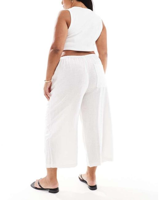 Pantalones Culotte Blancos Sin Cierres De Mezcla De Lino De Asos Design Curve ASOS de color White