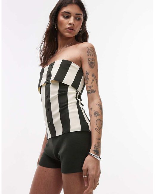 TOPSHOP Gebreide Micro Shorts in het White