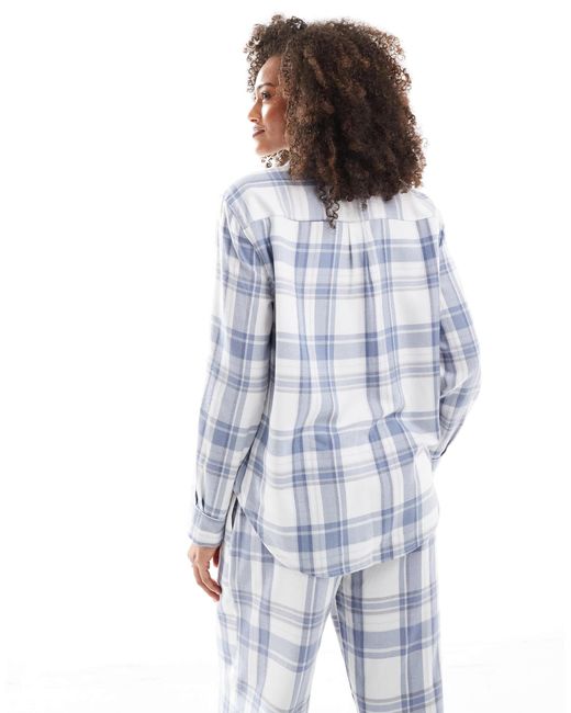Hollister Blue – pyjama-hemd aus flanell