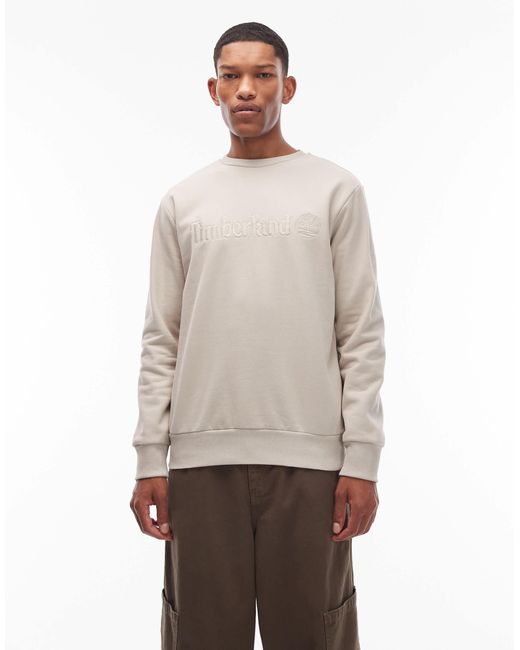 Timberland Gray Hampthon Embroidered Chest Logo Sweatshirt for men