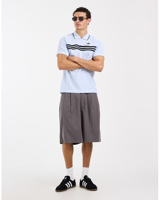 Adidas Originals White Chest Stripes Slim Polo for men