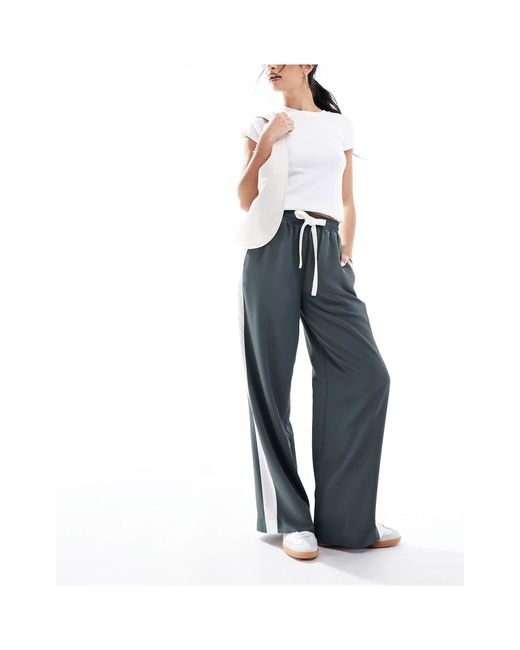 ASOS White Pull On Pants With Contrast Panel